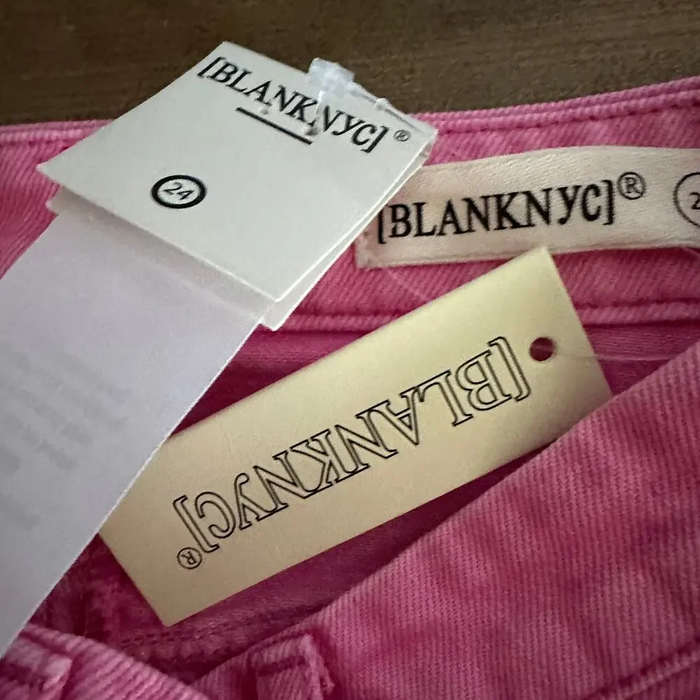 BlankNYC Pink Over Dye Denim Short Size 24 Mom Cuffed Wide Leg Baggy $78 NEW